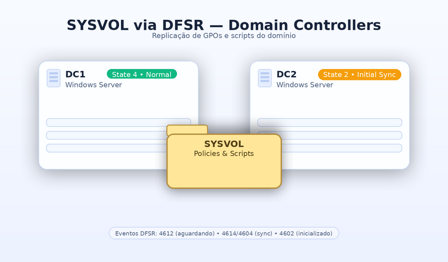 SYSVOL não compartilhou após adicionar novo DC (DFSR): diagnóstico e correção