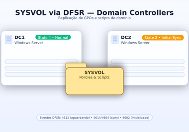 SYSVOL não compartilhou após adicionar novo DC (DFSR): diagnóstico e correção
