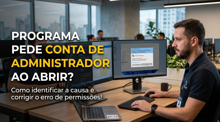 Programa pede conta de administrador ao abrir? Como identificar a causa e corrigir.