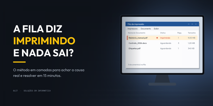 A impressora está online, o driver instalou, e nada sai: o método de diagnóstico que resolve em 15 minutos