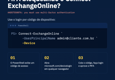 Erro de MFA no Connect-ExchangeOnline? Use o login por código de dispositivo
